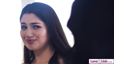 I cant believe Im licking my big tits stepmoms shaved pussy