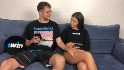 Step siblings surprise orgasm on couch, gripping the moment with homemade porn.