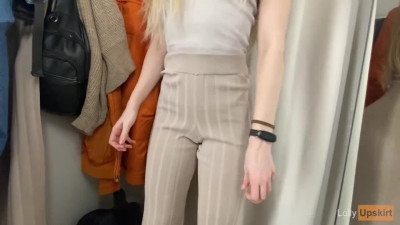 Risky sex with a slutty girl in the fitting room (public fucking)
