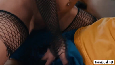 Horny Goth MILF and hes TS friend fucked by perv