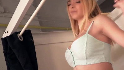 Horny Hostel-Blond girl tease white panties and fucked
