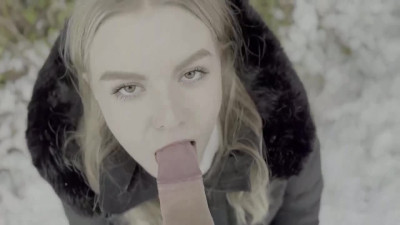 18 year old teen is fucked in the forest in the snow