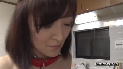 Asian mature Suzune Yagami naked cooks then sucks and fucks small cock Yasushi Goto