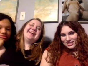 Three Omegle girls make fun of my cock and watch me cum