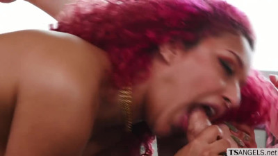 Big ass redhead banged by this horny Tgirl!