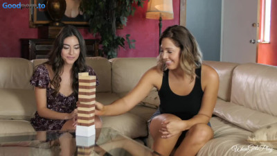 A Lesbian Tower Game Gets Naughty -- Arielle Faye & Val Dodds Have Sex