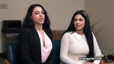Threeway with the busty vice principal and Latina secretary