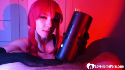 Wigged Babe Gives POV Blowjob Like a Pro