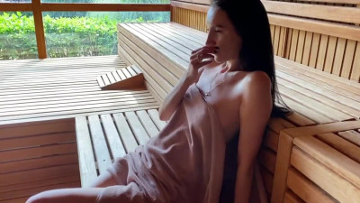 Steamy Sauna Sex with a Busty Stranger