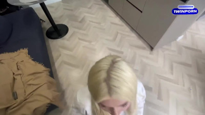 Sexy towheaded wife cheats with boss for job security - XXX!