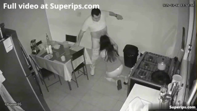 IPCAM – Hot Latina mom gives a blowjob in the kitchen