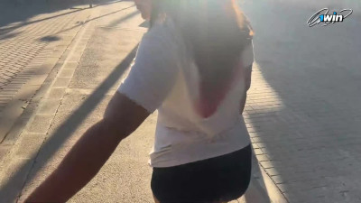 1WIN model romping in Nike pro cut-offs - hot, dissolute hard-core porn!