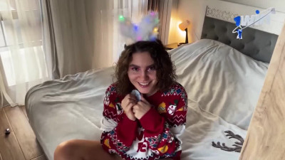 Sex with Santa and facial cumshot magic make 2023 fantastic; jism on face.