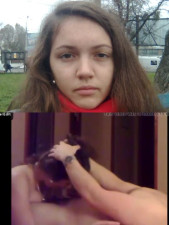 young college slut Miroslava convinced to suck first time cock