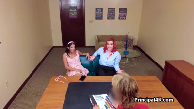 Principal settles the debate with a threesome at his office