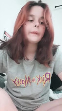 Redhead teen masturbates her young shaved pussy very quickly on webcam