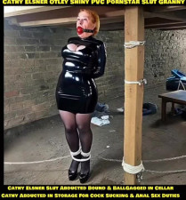Cathy Cock Sucking Shiny PVC Skin Tight Dress High Heel Slut Cellar Bondage Rope Tied