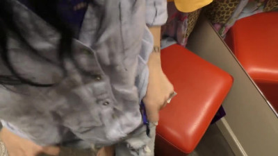 Sexy Tattooed MILF Gives Public Blowjob in Fitting Room for New Jeans