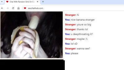 Teen helps me cum by sucking a banana on chat