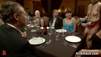 Gangbang and BDSM Dinner Public Party of hot blonde Chloe Camilla