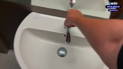 Risky public hump in the toilet. Fucked a McDonalds worker because of