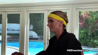 Karate dude wins milfs butt hole to fuck