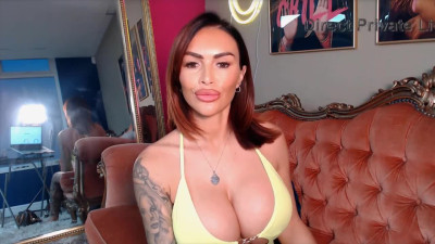 Gemma Massey bounces her massive pierced tits riding a toy