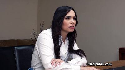 Cougar in black stockings bends over and gets fucked by principal